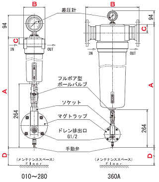 AIRXフィルターマグ付寸法