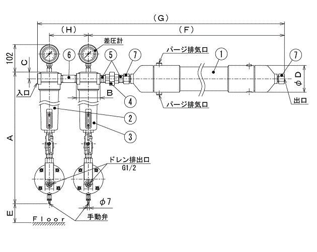 膜式エアードライヤーフィルターセット