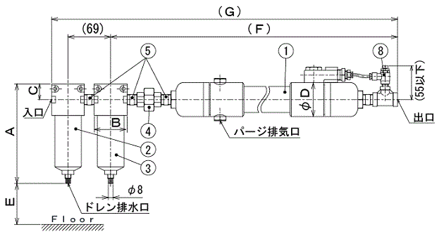 膜式エアードライヤーフィルターセット