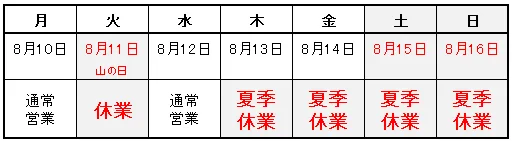 夏季休業日